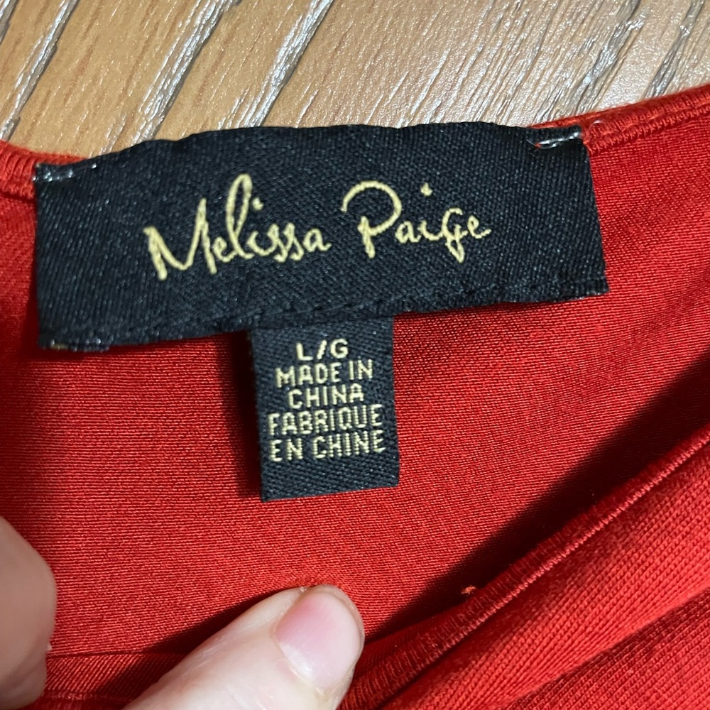 Red Ruffle Blouse with Ruched Sides - Picture 4 of 5